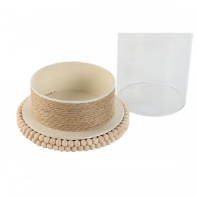 Portacandele Home ESPRIT Marrone Chiaro Metallo Corda 17 x 17 x 23 cm