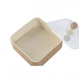 Scatola-Portagioie Home ESPRIT Marrone Chiaro Metallo 16 x 16 x 11 cm (2 Pezzi)