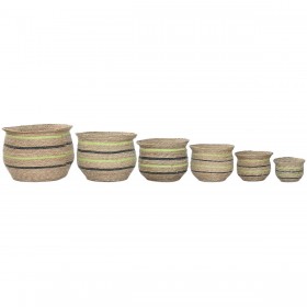 Vaso Home ESPRIT Marrone Verde Fibra Arabo 44 x 44 x 33 cm (6 Unità)