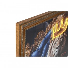 Quadro Home ESPRIT Azzurro Nero Leopardo Leone Loft 100 x 4 x 100 cm (2 Unità)