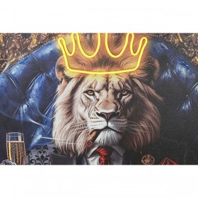 Quadro Home ESPRIT Azzurro Nero Leopardo Leone Loft 100 x 4 x 100 cm (2 Unità)