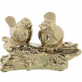 Statua Decorativa Alexandra House Living Dorato Ceramica Uccello
