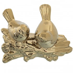 Statua Decorativa Alexandra House Living Dorato Ceramica Uccello