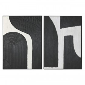 Quadro Home ESPRIT Bianco Nero Astratto 103 x 4,3 x 143 cm (2 Unità)