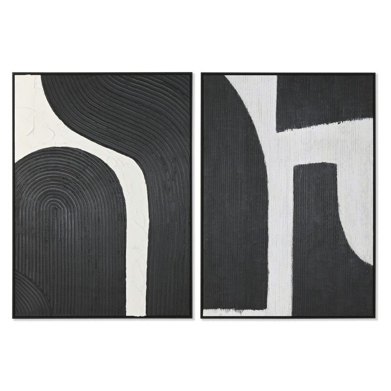 Quadro Home ESPRIT Bianco Nero Astratto 103 x 4,3 x 143 cm (2 Unità)