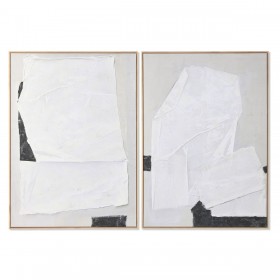 Quadro Home ESPRIT Bianco Nero Beige Astratto 103 x 4,3 x 143 cm (2 Unità)