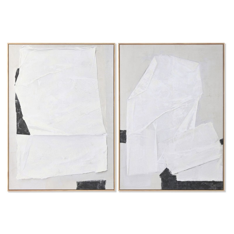 Quadro Home ESPRIT Bianco Nero Beige Astratto 103 x 4,3 x 143 cm (2 Unità)