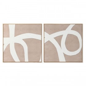 Quadro Home ESPRIT Bianco Beige Astratto 103 x 4,3 x 103 cm (2 Unità)