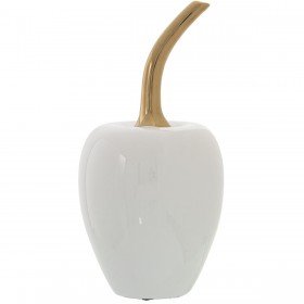 Statua Decorativa Alexandra House Living Bianco Dorato Ceramica Ciliegie 12 x 24 cm