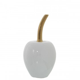 Statua Decorativa Alexandra House Living Bianco Dorato Ceramica Ciliegie 10 x 20 cm