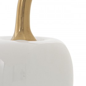 Statua Decorativa Alexandra House Living Bianco Dorato Ceramica Ciliegie 10 x 20 cm