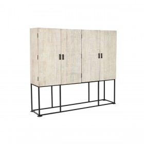 Armadio Home ESPRIT Bianco Nero Metallo Legno di mango 180 x 40 x 160 cm