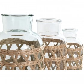 Vaso Home ESPRIT Naturale Cristallo 18,3 x 18,3 x 30 cm (3 Pezzi)