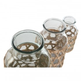Vaso Home ESPRIT Naturale Cristallo 18,3 x 18,3 x 30 cm (3 Pezzi)