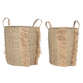 Set di Cestini Home ESPRIT Naturale Erba di mare Tropicale (2 Pezzi)