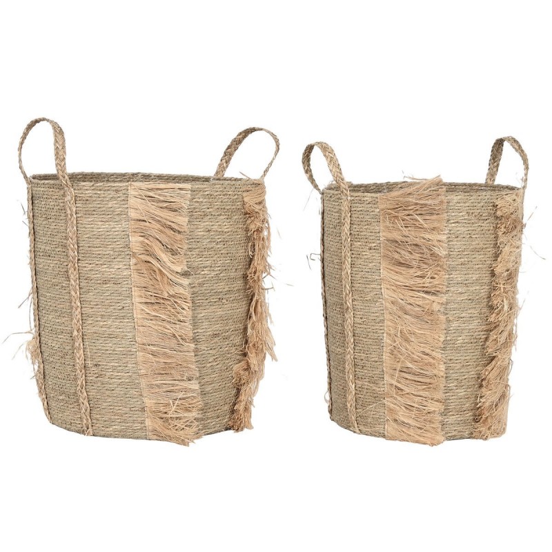 Set di Cestini Home ESPRIT Naturale Erba di mare Tropicale (2 Pezzi)