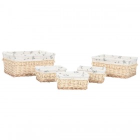 Cesto per i Panni Sporchi Home ESPRIT Naturale vimini Shabby Chic 48 x 38 x 22 cm 5 Pezzi