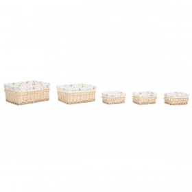 Cesto per i Panni Sporchi Home ESPRIT Naturale vimini Shabby Chic 48 x 38 x 22 cm 5 Pezzi