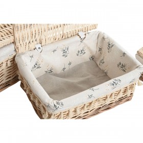 Cesto per i Panni Sporchi Home ESPRIT Naturale vimini Shabby Chic 42 x 33 x 20 cm 3 Pezzi