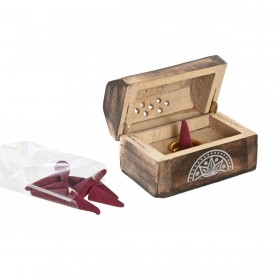 Supporto Home ESPRIT Legno di mango Mandala Indiano 9,5 x 5,5 x 6 cm Incenso (6 Unità) (10 Unità)