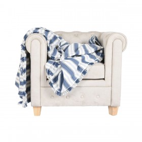 Coperta Home ESPRIT Azzurro Grigio Righe