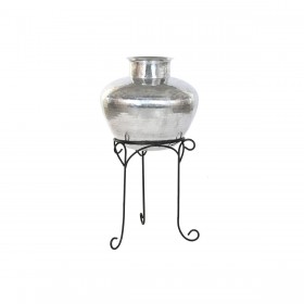 Vaso Home ESPRIT Nero Argentato Alluminio 45 x 45 x 95 cm