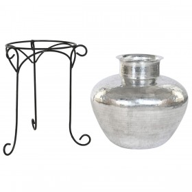 Vaso Home ESPRIT Nero Argentato Alluminio 45 x 45 x 95 cm