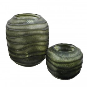 Vaso Home ESPRIT Verde Cristallo Moderno 20 x 20 x 18 cm