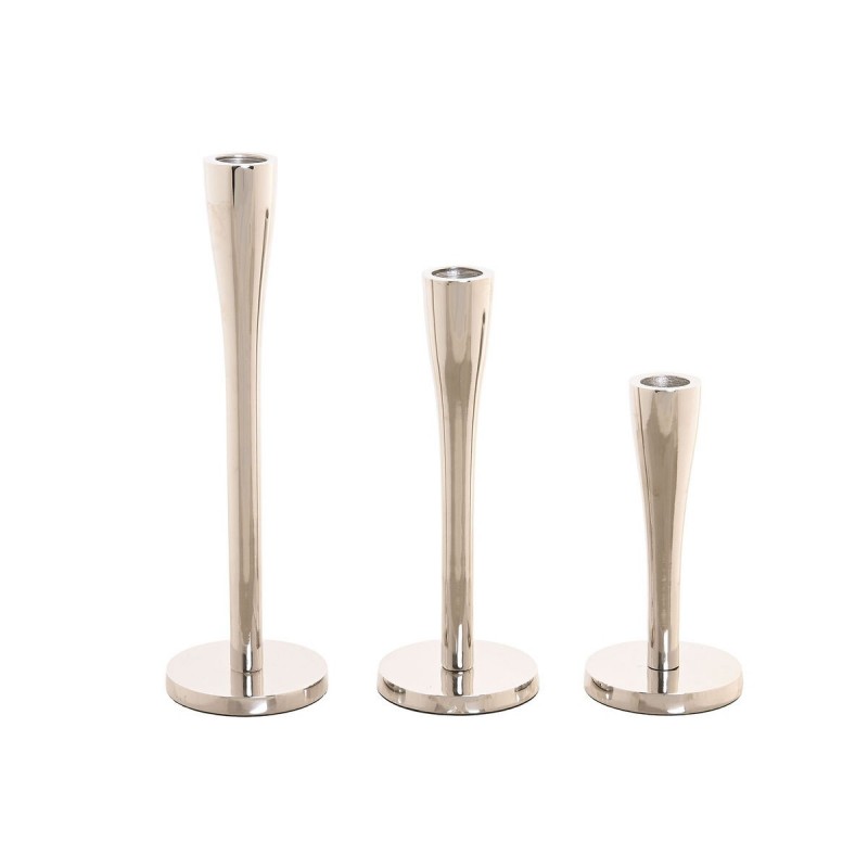 Candelabro Home ESPRIT Argentato Alluminio Moderno 7,5 x 7,5 x 25 cm
