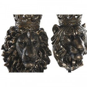 Statua Decorativa Home ESPRIT Marrone scuro Leone Corona 21 x 18 x 44 cm (2 Unità)