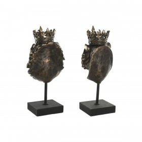 Statua Decorativa Home ESPRIT Marrone scuro Leone Corona 21 x 18 x 44 cm (2 Unità)