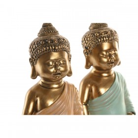 Statua Decorativa Home ESPRIT Verde Rosa Buddha Orientale 10 x 8 x 24 cm (2 Unità)