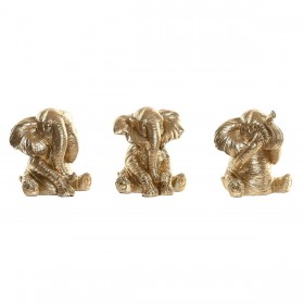 Statua Decorativa Home ESPRIT Dorato Elefante 13 x 12 x 14 cm (3 Unità)