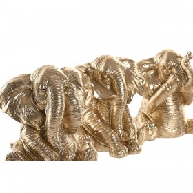Statua Decorativa Home ESPRIT Dorato Elefante 13 x 12 x 14 cm (3 Unità)