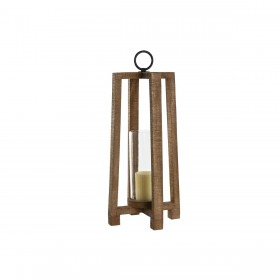 Portacandele Home ESPRIT Naturale Cristallo Legno di mango 27 x 27 x 54 cm