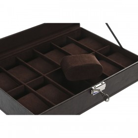 Scatola-Portagioie Home ESPRIT Marrone scuro Poliuretano Cristallo Acciaio Legno MDF 30 x 20 x 8 cm