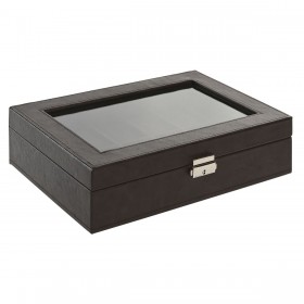 Scatola-Portagioie Home ESPRIT Marrone scuro Poliuretano Cristallo Acciaio Legno MDF 30 x 20 x 8 cm