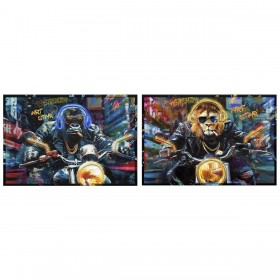 Quadro Home ESPRIT Nero Moto Loft 123 x 3 x 83 cm (2 Unità)