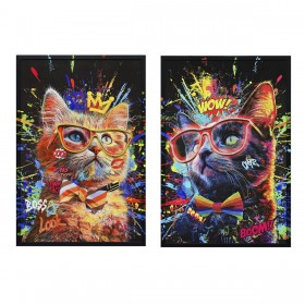Quadro Home ESPRIT Nero Gatto Loft 63 x 3 x 93 cm (2 Unità)
