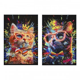 Quadro Home ESPRIT Nero Gatto Loft 63 x 3 x 93 cm (2 Unità)