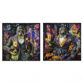 Quadro Home ESPRIT Gorilla Loft 83 x 3,7 x 83 cm (2 Unità)