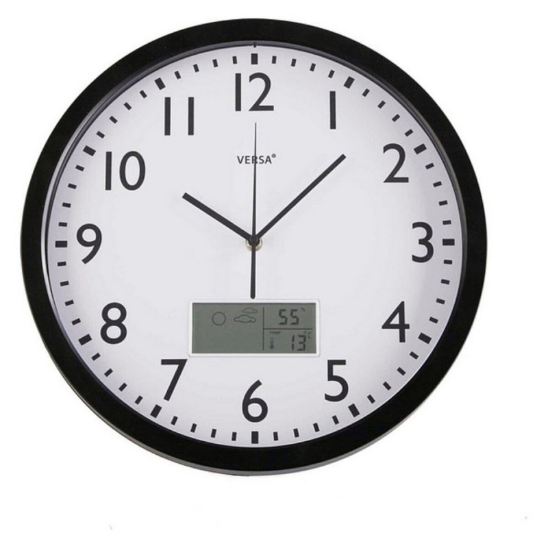 Orologio da Parete Versa Nero Plastica Minimalista 4 x 35 x 35 cm
