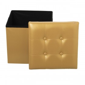 Puff Alexandra House Living Dorato Ecopelle 38 x 38 x 38 cm Pieghevole