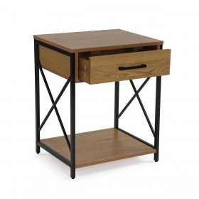 Comodino Versa Nero PVC Legno Metallo 40 x 60 x 48 cm