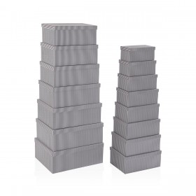 Set di Scatole Decorative Versa Grigio Cartone (15 Pezzi)
