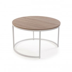 Set di 2 tavoli Versa Aurea Bianco 48 x 48 x 42 cm 80 x 80 x 48 cm