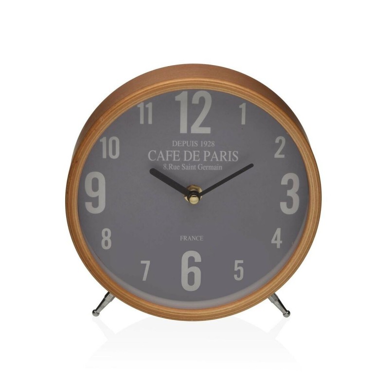 Orologio da Tavolo Versa Cafe de Paris Grigio Metallo 4,5 x 18,5 x 18,5 cm