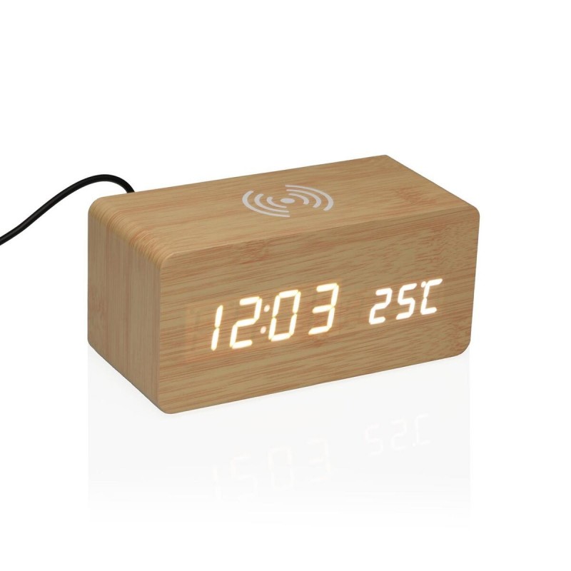 Orologio-Sveglia Versa Legno MDF Minimalista 7 x 7 x 15 cm