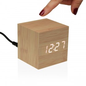 Orologio-Sveglia Versa Legno MDF Minimalista 6,4 x 6,3 x 6,4 cm
