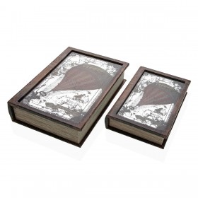 Scatola Decorativa Versa Tela Legno MDF Mappamondo